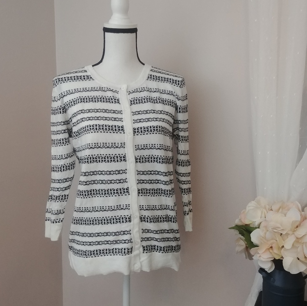 Merona 3/4 sleeve white and black cardigan